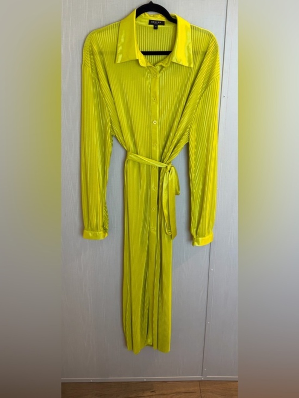 Beulah Long Midi Dress Crinkle Button Front Cottagecore Boho Funky Artsy